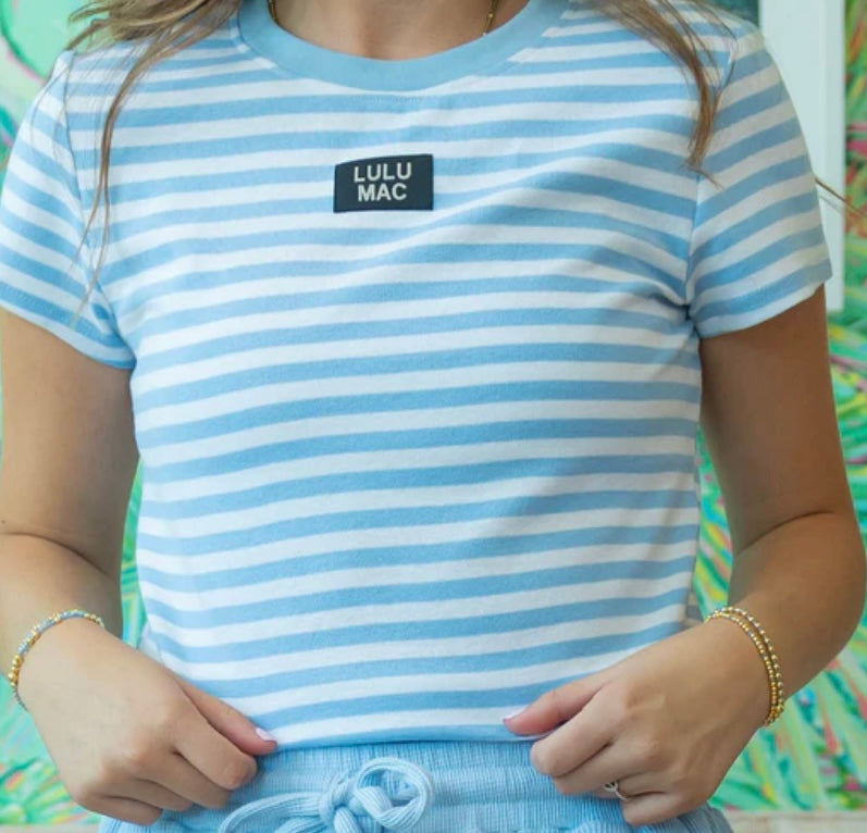 LM-Light Blue Stripe Baby Doll Top