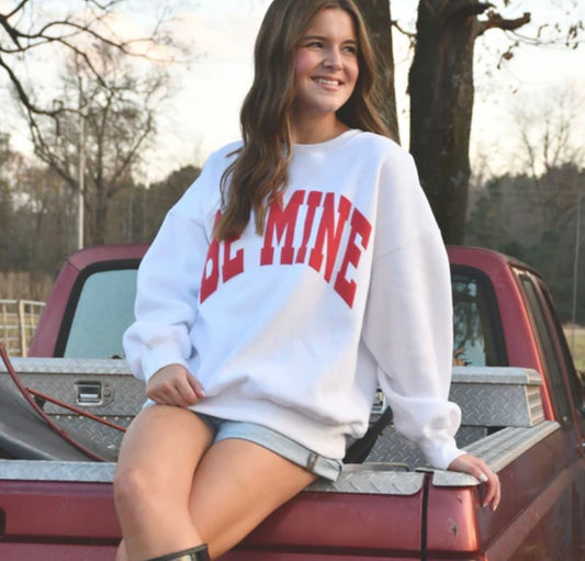 BE MINE LuLu Mac Sweatshirt White/Red Puff