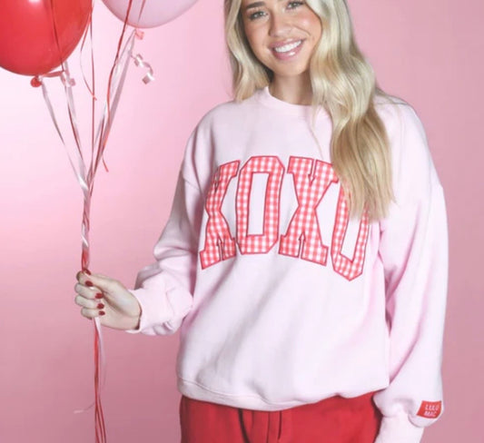 XOXO Pink w/Red Gingham LuLu Mac Sweatshirt