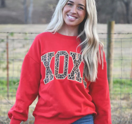 XOXO Red w/Leopard LuLu Mac Sweatshirt
