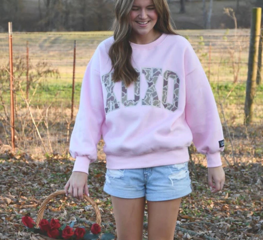 XOXO Pink w/Camo LuLu Mac Sweatshirt