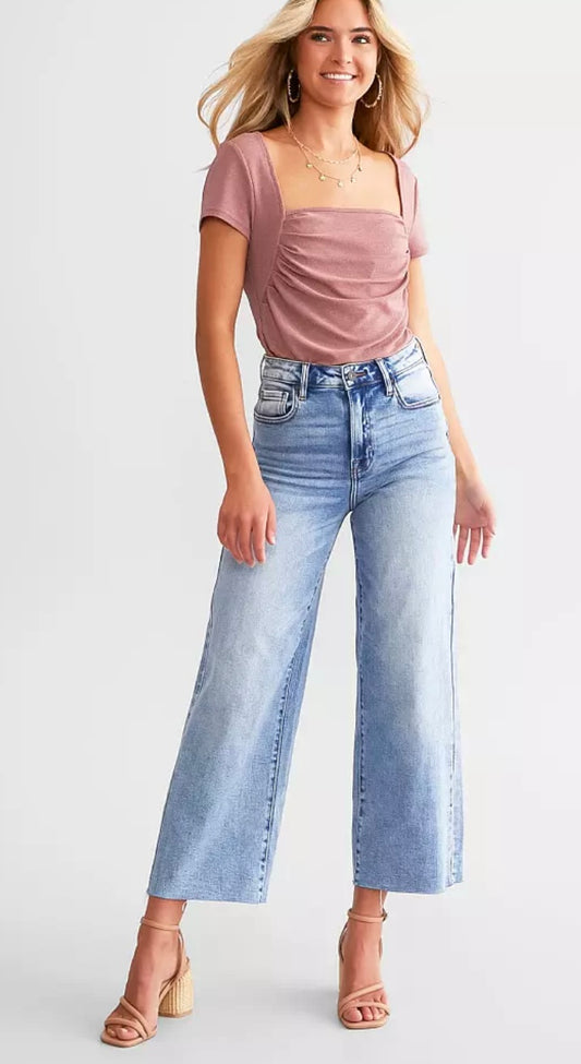 26” Inseam Nori Crop Wide Leg Vintage Denim