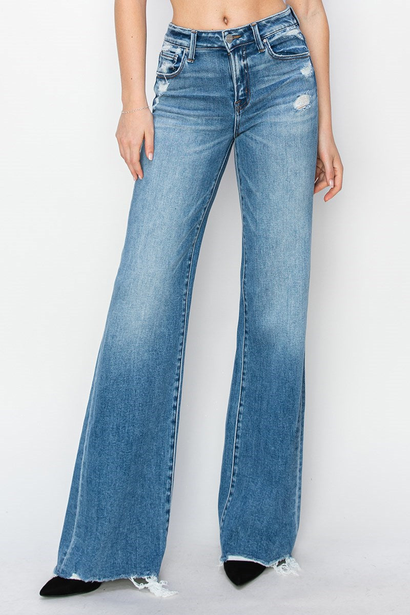 Gabby Mid Rise Wide Leg Jeans