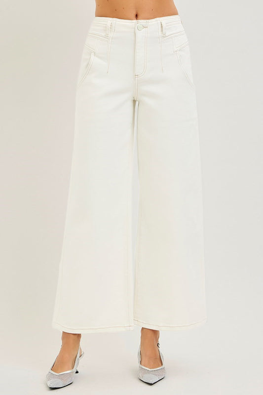 Poppy Cream HR Ankle Wide Jeans