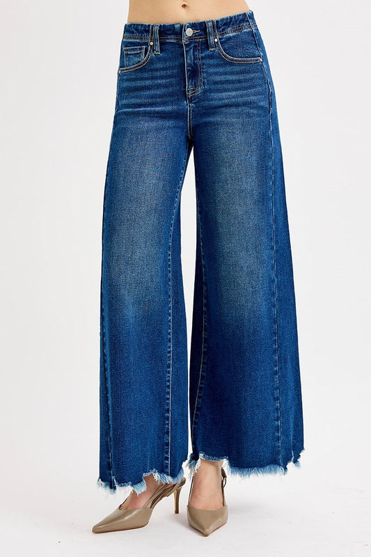 Chatter Dark HR Ankle Wide Jeans