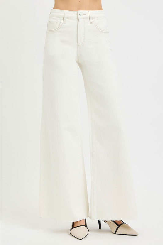 Chrissy Cream HR Wide Leg Palazzo Jeans
