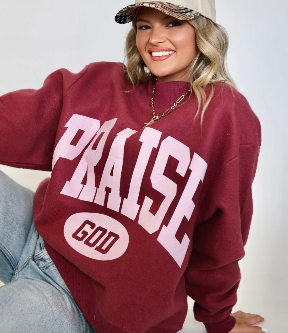 Praise GOD 2 Sided Mock Neck Sweatshirt