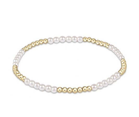 Classic Blissful Pattern 2.5mm Bead Bracelet - 3mm Pearl