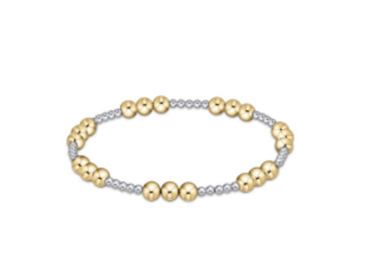 Classic Joy Pattern 5mm Bead Bracelet - Mixed Metal