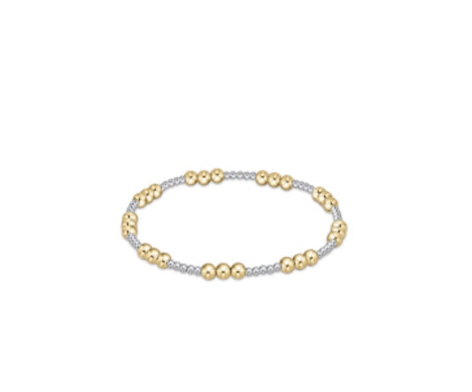 Classic Joy Pattern 4mm Bead Bracelet - Mixed Metal