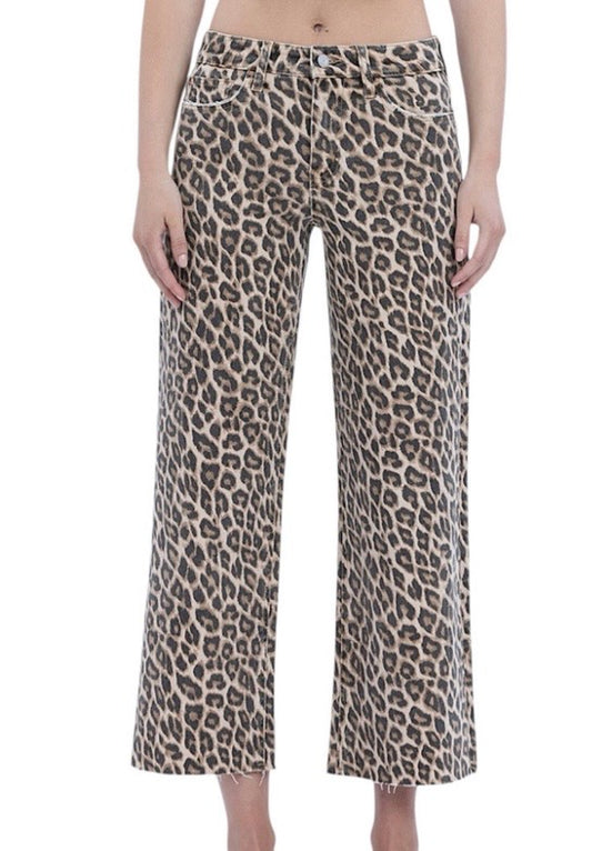 Wild Leo High Rise Crop Wide Leg Denim