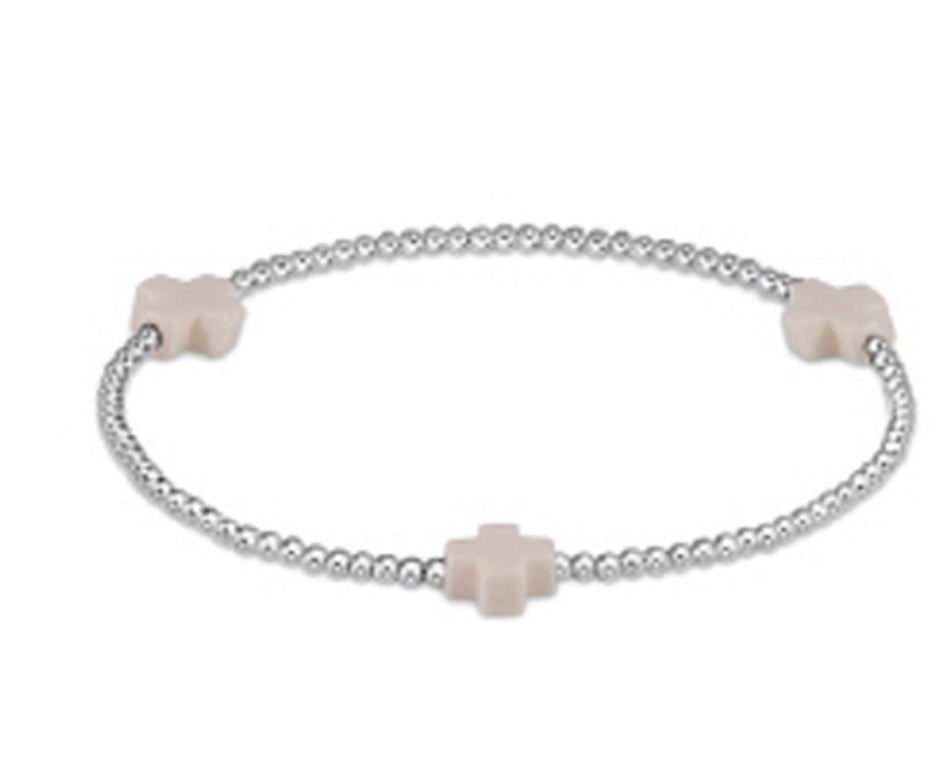 Signature Cross Sterling Pattern 2mm Bead Bracelet - Off-White