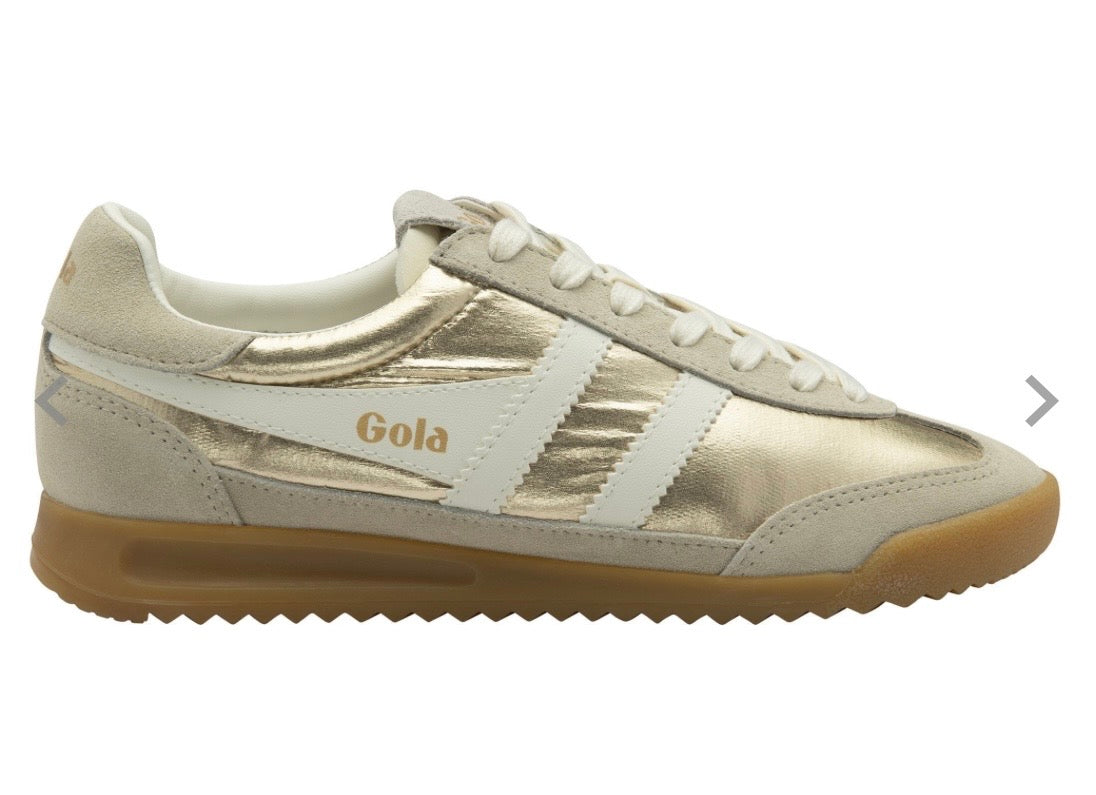 Gola Women’s Firefly Metallic Trainer Gold/Off White
