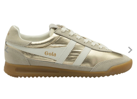 Gola Women’s Firefly Metallic Trainer Gold/Off White