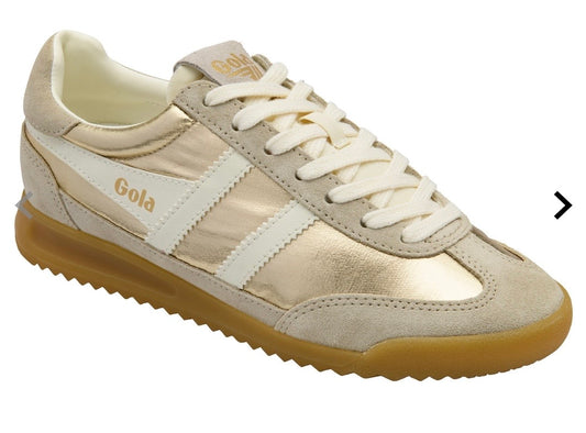 Gola Women’s Firefly Metallic Trainer Gold/Off White