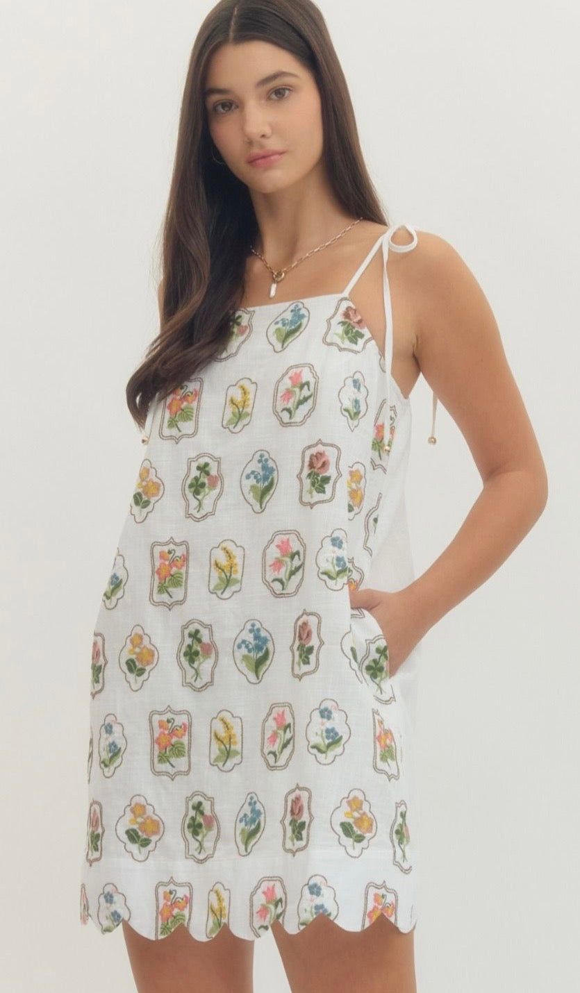 Love Blooms Here Floral White Dress