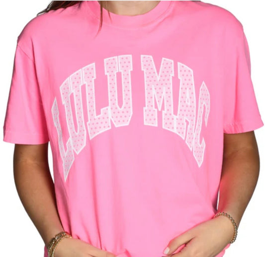 Polka Dot Adult Neon Pink Comfort Color Tee