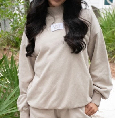 LuLu Mac LS Terry Cloth Mock Neck - Sand