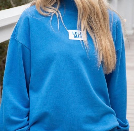 LuLu Mac LS Terry Cloth Mock Neck - Bright Blue