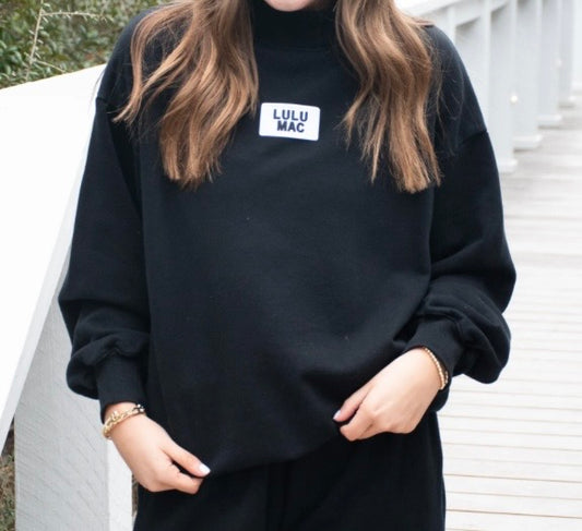 LuLu Mac LS Terry Cloth Mock Neck - Black
