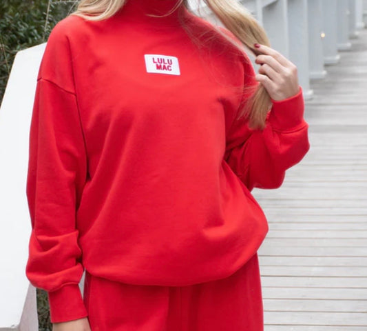LuLu Mac LS Terry Cloth Mock Neck - Red