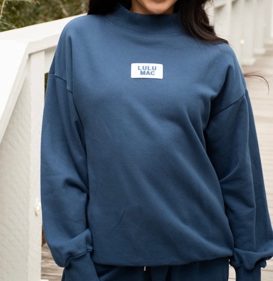 LuLu Mac LS Terry Cloth Mock Neck - Navy