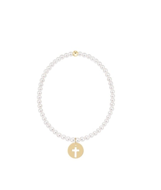 Classic Pearl 3mm Bracelet - Blessed Gold Disc