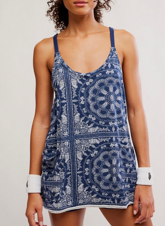 Hot Shot Mini Printed Dress Bandana Navy Combo