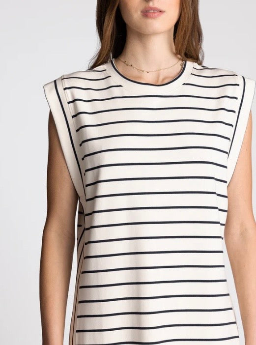 AVELIN DRESS Ivory Black Stripe