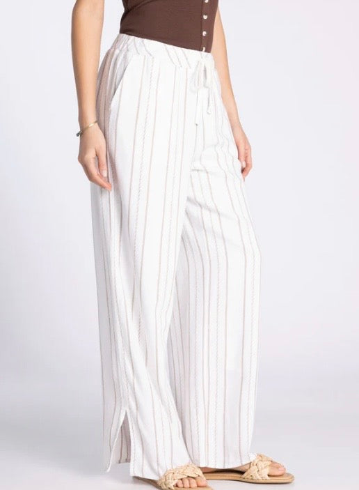 AMORETTE PANTS Ivory Taupe Stripe