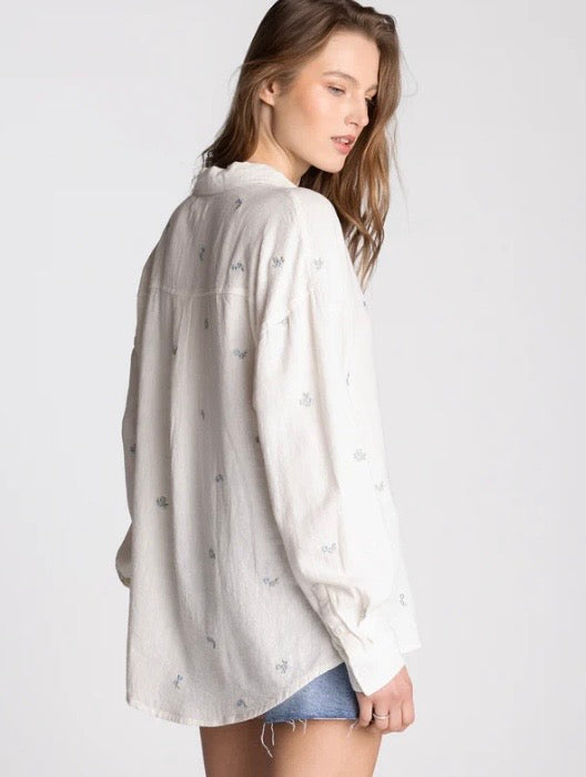 YESENIA SHIRT Ivory Blue Floral