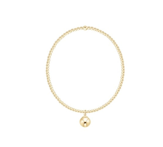 Classic Gold 2mm Bracelet - Classic Gold 8mm Charm