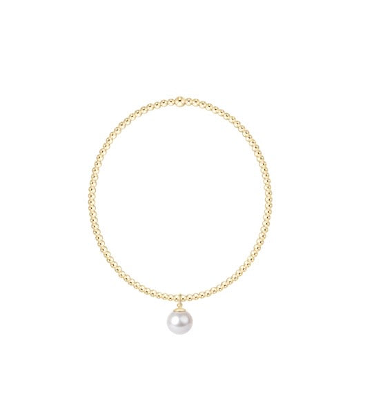 Classic Gold 2mm Bracelet - Classic Pearl 8mm Charm