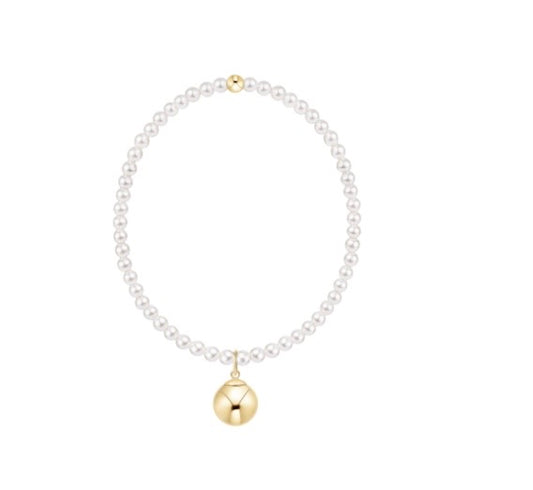 Classic Pearl 3mm Bracelet - Classic Gold 10mm Charm