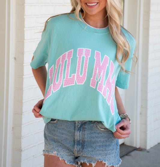 Chalky Mint Lulu Mac Polka Dot Comfort Color Tee