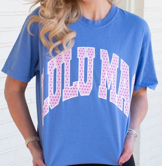 Blue Lulu Mac Polka Dot Comfort Color Tee