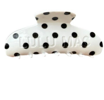White/Black Dot Lulu Mac Hair Clip