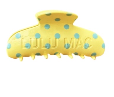 Butter/Blue Dot Lulu Mac Hair Clip
