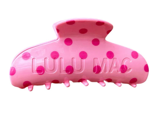 Light Pink/Hot Pink Dot Lulu Mac Hair Clip