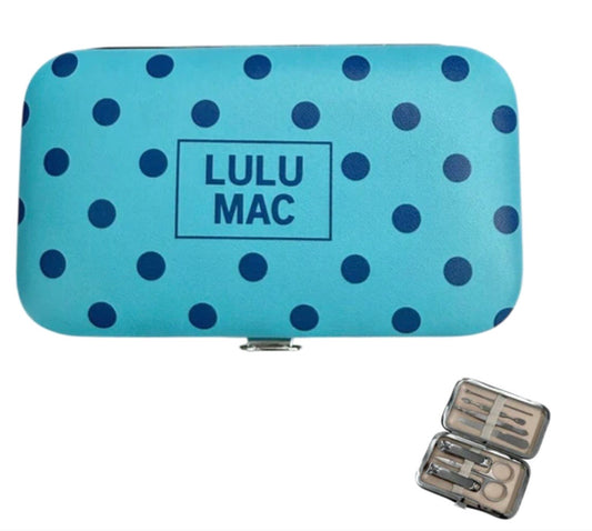 Turq/Navy Polka Dot Manicure Set