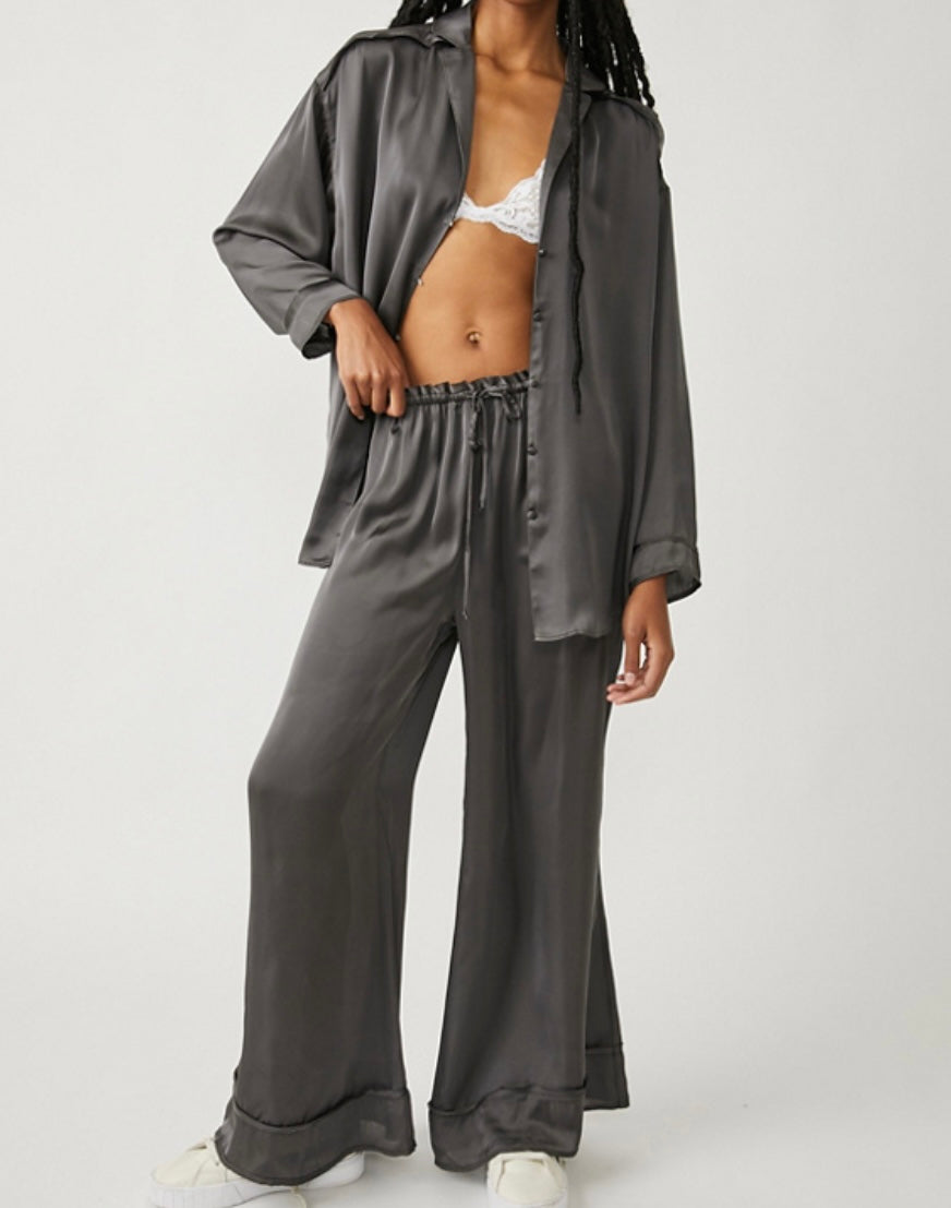 Dreamy Days Solid PJ Set Washed Black