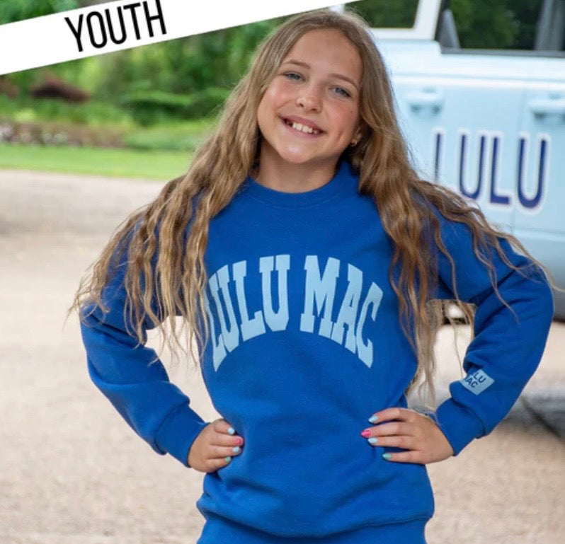 Youth Royal/Light Blue Puff Lulu Mac Sweatshirt