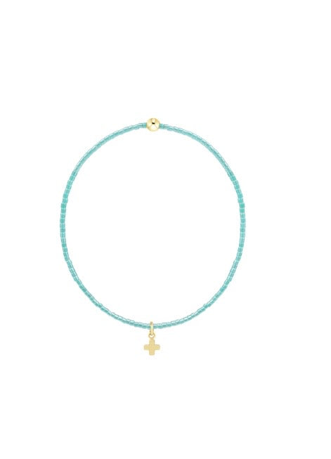 Hope Classic Sea Glass Bracelet - Signature Cross Small Gold Charm