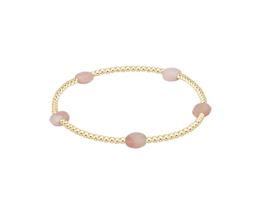 Admire Small Gem 2mm Gold Bracelet- Pink Opal