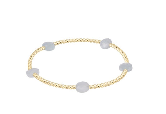 Admire Small Gem 2mm Gold Bracelet- Aquamarine