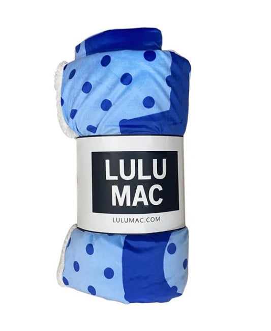 LuLu Mac Blanket Light Blue With Navy Dots