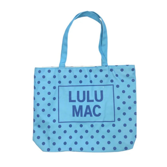 LuLu Mac Canvas Tote Navy Dot on Blue