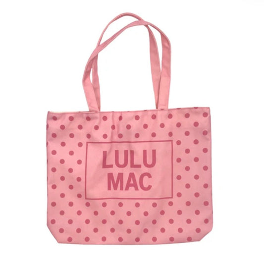 LuLu Mac Canvas Tote Hot Pink Dot on Light Pink