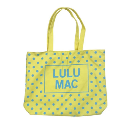 LuLu Mac Canvas Tote Blue Dot on Yellow