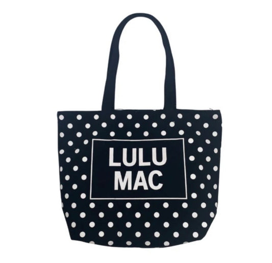 LuLu Mac Canvas Tote White Dot on Black